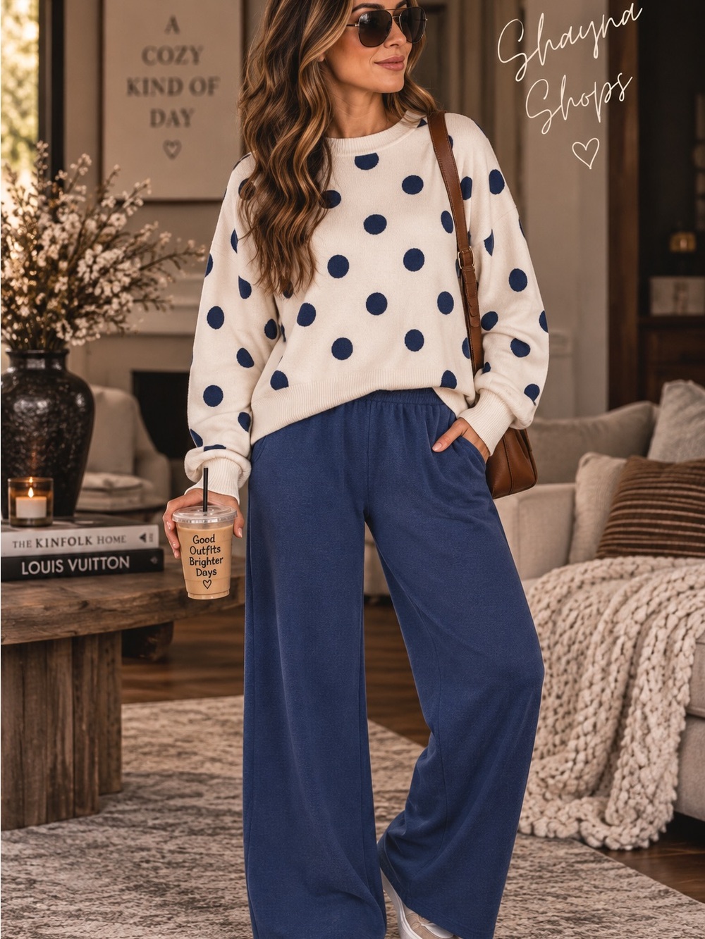 Zenana Fleece Wide-Leg Lounge Pants in Navy